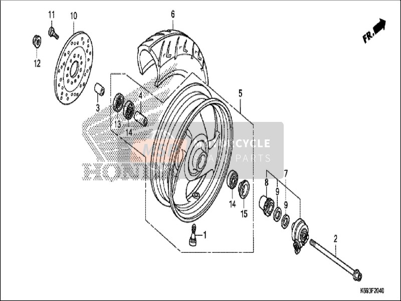 44711GCCE41, Neumatico,  Del. (90/90-12, Honda, 0